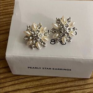 Elegant Silver and White Pearly Star Earrings